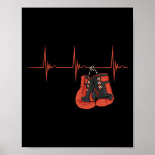 Poster Luvas de Boxe Pulso Ekg Batimento Cardíaco Kickbox