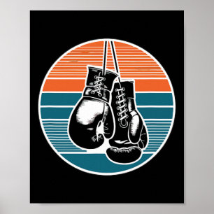 Poster Luvas de Boxe Retro Kickboxing Pôr do Sol Amante d