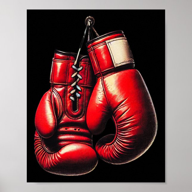 Poster Luvas de Boxe Vermelhas Boxe Esporte Boxeador Kick (Frente)
