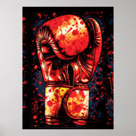 Poster Luvas de Boxe Vermelhas Manchadas de Sangue Arte D