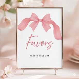Poster Luvas Rosa Favoritos com Laço Sinal de Chá de Noiv