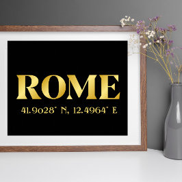 Poster Lux Dourada Roma Latitude & Longitude