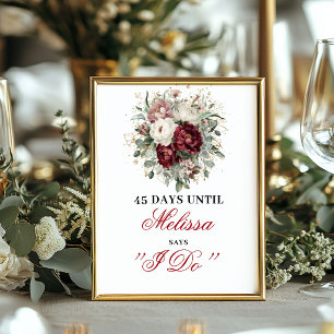 Poster Luxe Blush Burgundy Dais Até Que Eu Faça Contagem 