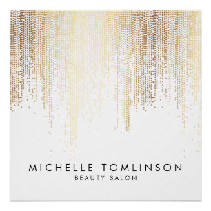 Pôster Luxe Faux Dourado Confetti Rain Beauty Salon