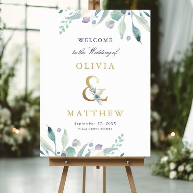 Poster Luxe Floral Ampersand Wedding Sinal de Boas-vindas (Criador carregado)