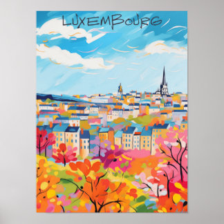 Poster Luxembourg Travel City Wall Art Painting Aesthetic