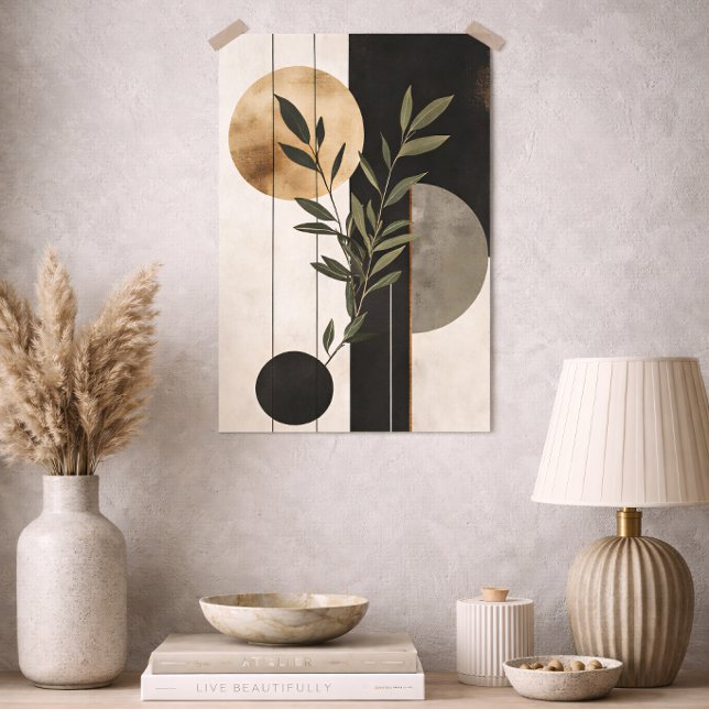 Poster Luxo Boho Botânico Geométrico Minimal Preto Dourad (Criador carregado)