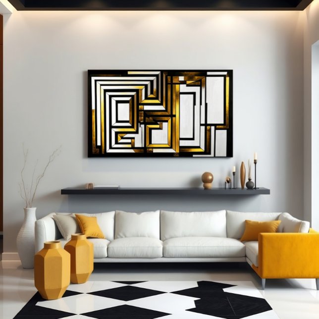 Poster Luxo Dourado Preto Geométrico Deco (Criador carregado)