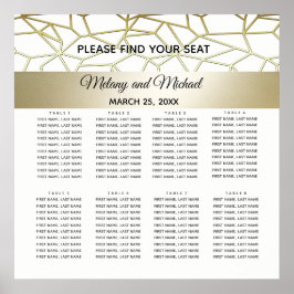 Pôster luxo geométrico casamento entre ouro moderno e bra