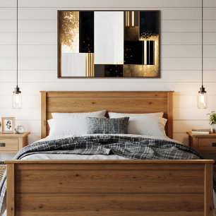 Poster Luxo Geométrico Dourado e Preto