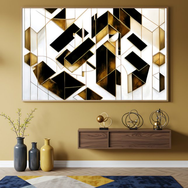 Poster Luxo Mármore Preto Abstrato Dourado (Criador carregado)