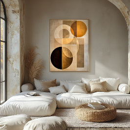 Poster Luxo Minimalista Arte Deco Geométrico Abstrato Beg