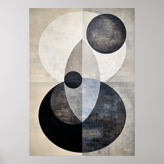 Poster Luxo Mínimo Art Déco Geométrico Abstrato Neutro (Frente)
