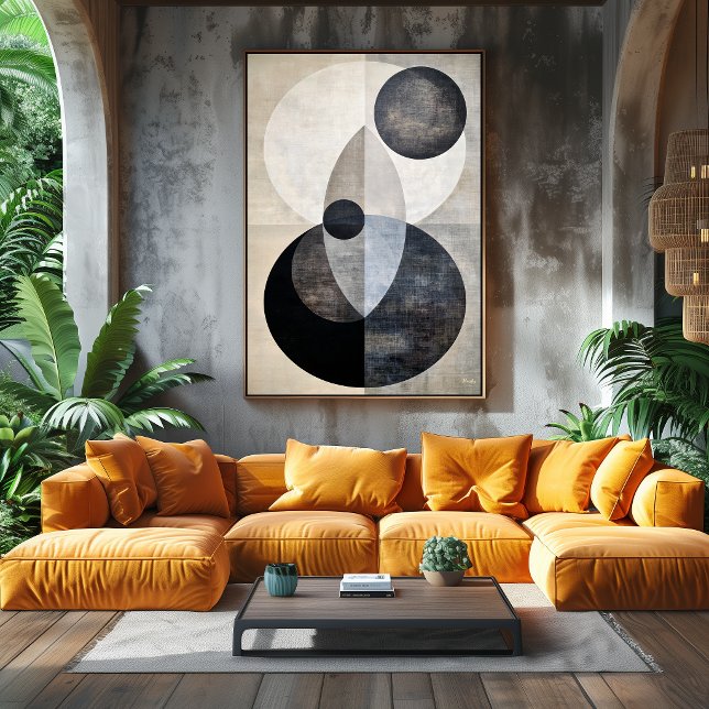 Poster Luxo Mínimo Art Déco Geométrico Abstrato Neutro (Criador carregado)