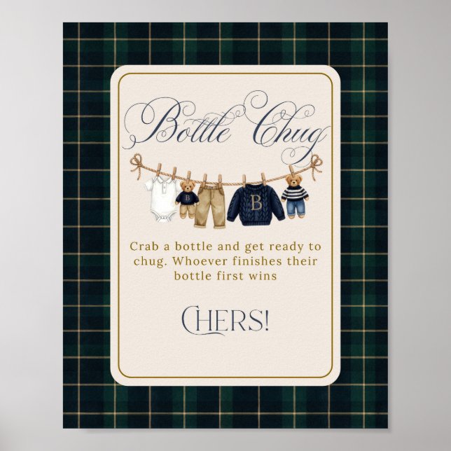 Poster Luxsary  Bear Plaid Baby Shower Bottle Chug (Frente)
