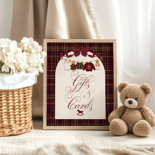 Poster Luxsary Teddy Baby Shower Menina Xadrez Cartão de