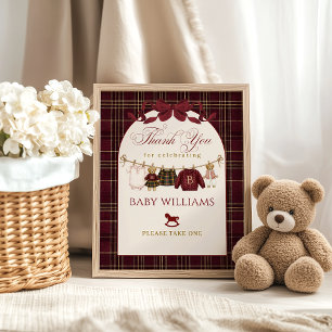 Poster Luxsary Teddy Baby Shower Menina Xadrez Encontra f