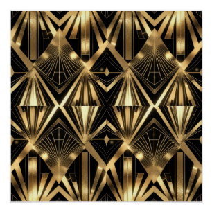 Pôster Luxuoso Art Déco Geométrico Dourado e Preto