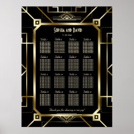 Poster Luxuoso Gráfico de Assentos Preto e Dourado