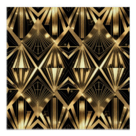 Pôster Luxurious Art Deco Geometric Gold and Black 