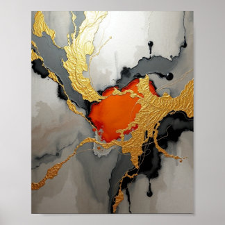 Poster Luxury Abstract Art with Gold Leaf Accents