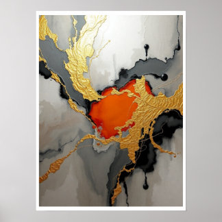 Poster Luxury Abstract Art with Gold Leaf Accents