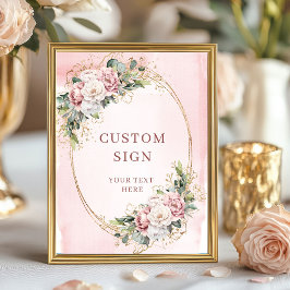 Poster Luxury Bohemian Dusty Pink Eucalyptus Custom Sign