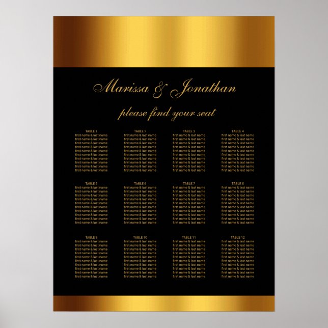 Poster Luxury Dourado Sentado de Casamento na Fronteira d (Frente)
