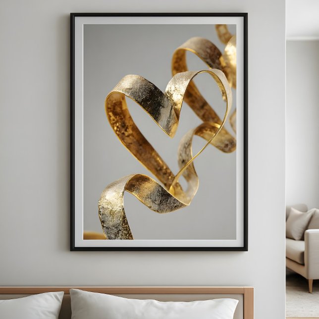 Poster Luxury elegant ribbon heart. Valentine hearts. (Criador carregado)