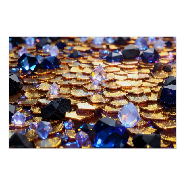 Pôster Luxury Fantasy Gemstone Abstrato (Frente)