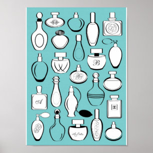 Pôster Luxury perfumes framed print - blue