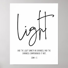 Poster Luz brilha na escuridão, John 1:5, Bíblia Verso