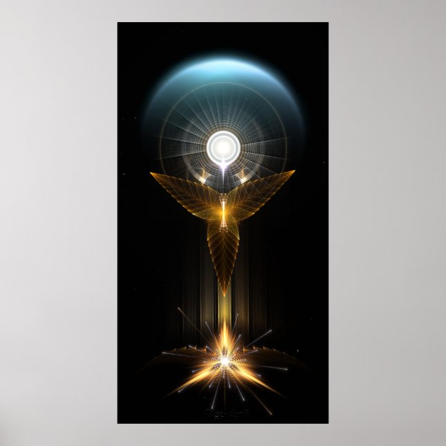 Poster Luz Da Esperança Nas Asas Ouros Da Arte Fractal (Frente)