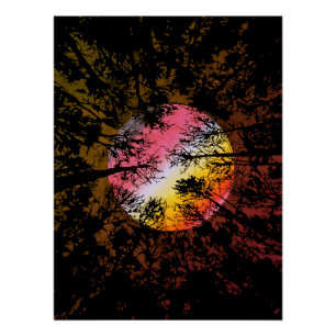 Pôster Luz da Lua Através da Floresta Densa – Surrealismo