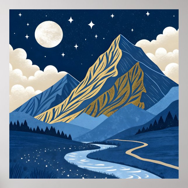 Poster Luz da Lua na Montanha (Frente)