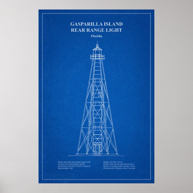 Poster Luz de alinhamento traseiro da Ilha Gasparilla - F (Frente)