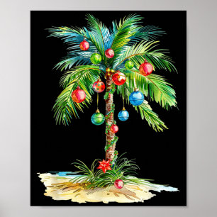 Poster Luz de árvore de palmeira de Natal Havaiana Trocal