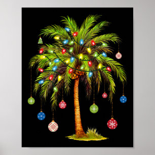 Poster Luz de árvore de palmeira de Natal Havaiano Tropic