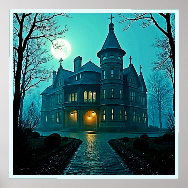 Poster Luz de Lua da Mansão Vitoriana Eerie (Frente)