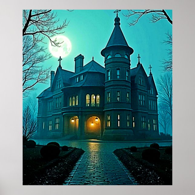 Poster Luz de Lua da Mansão Vitoriana Eerie (Frente)
