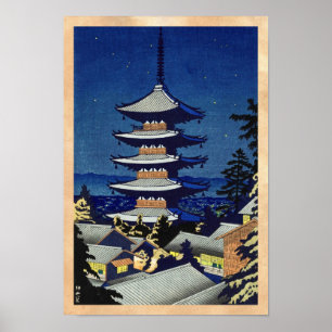 Pôster Luz de lua no pagode Asano Takeji de Yasaka