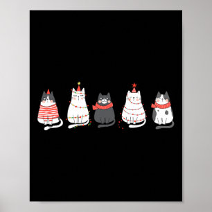 Poster Luz de Natal de Gato Fofo Presentes Divertidos par