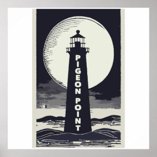 Poster Luz do Farol de Pombo na Califórnia