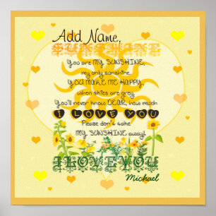 Poster Luz do sol personalizada com corações