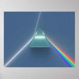 Pôster Luz Refracting e refletindo de prisma ótico