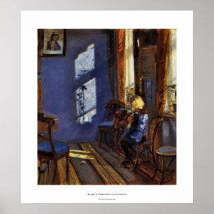 Pôster Luz solar na arte azul da sala por Anna Ancher