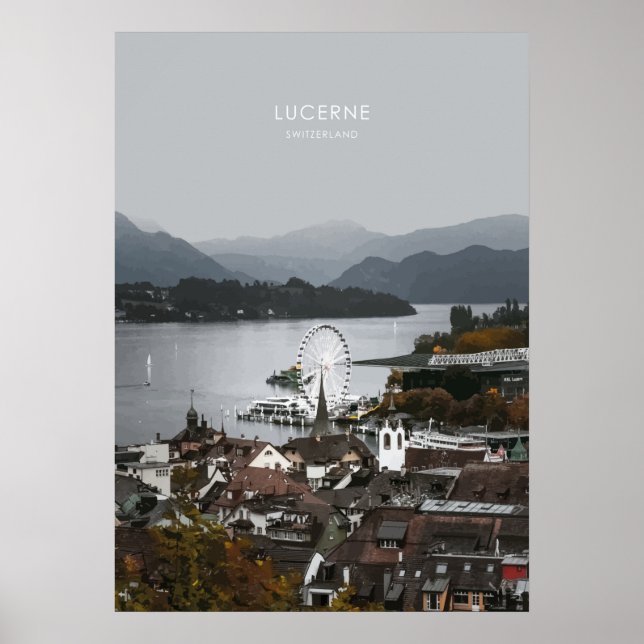 Poster Luzerna, Trabalho de arte de Viagem de Suiça (Frente)