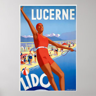Poster Luzerne Lido Suíça Praia do Lago Antigo