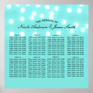 Pôster Luzes Azuis e de Cordas Modernas Turquesa