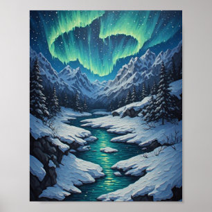 Poster Luzes Boreais Etéreas: Vale Invernal Ártico